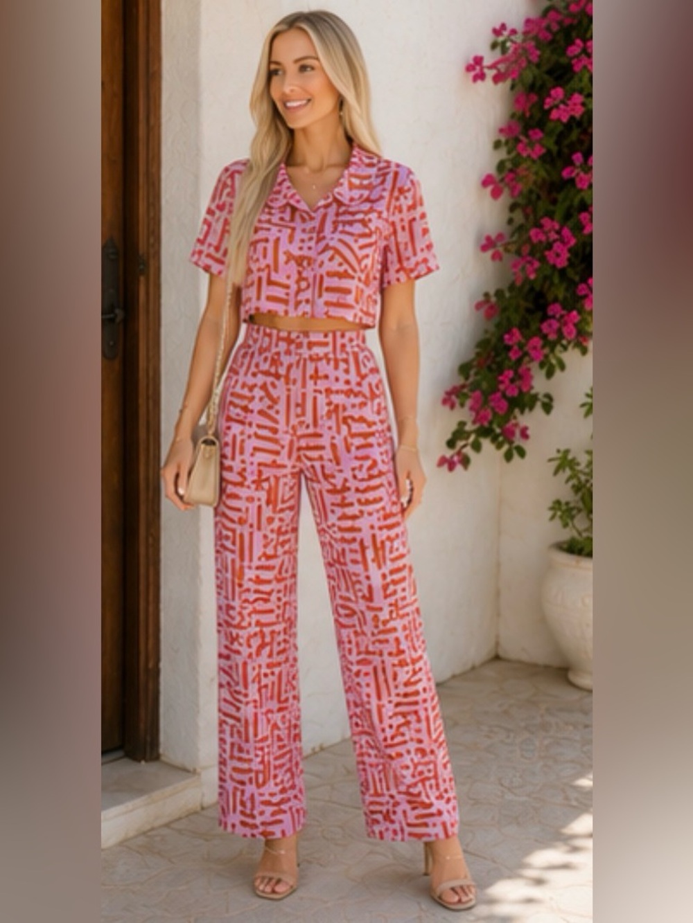 Anthropologie SELF CONTRAST 2 Pc Set Crop Top & Hi Waisted Pant Size XS NWT - Picture 9 of 10